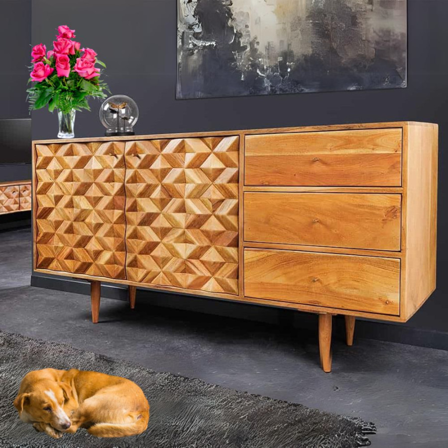 Dekoratives Sideboard MOSAICO cm Akazie Kommode